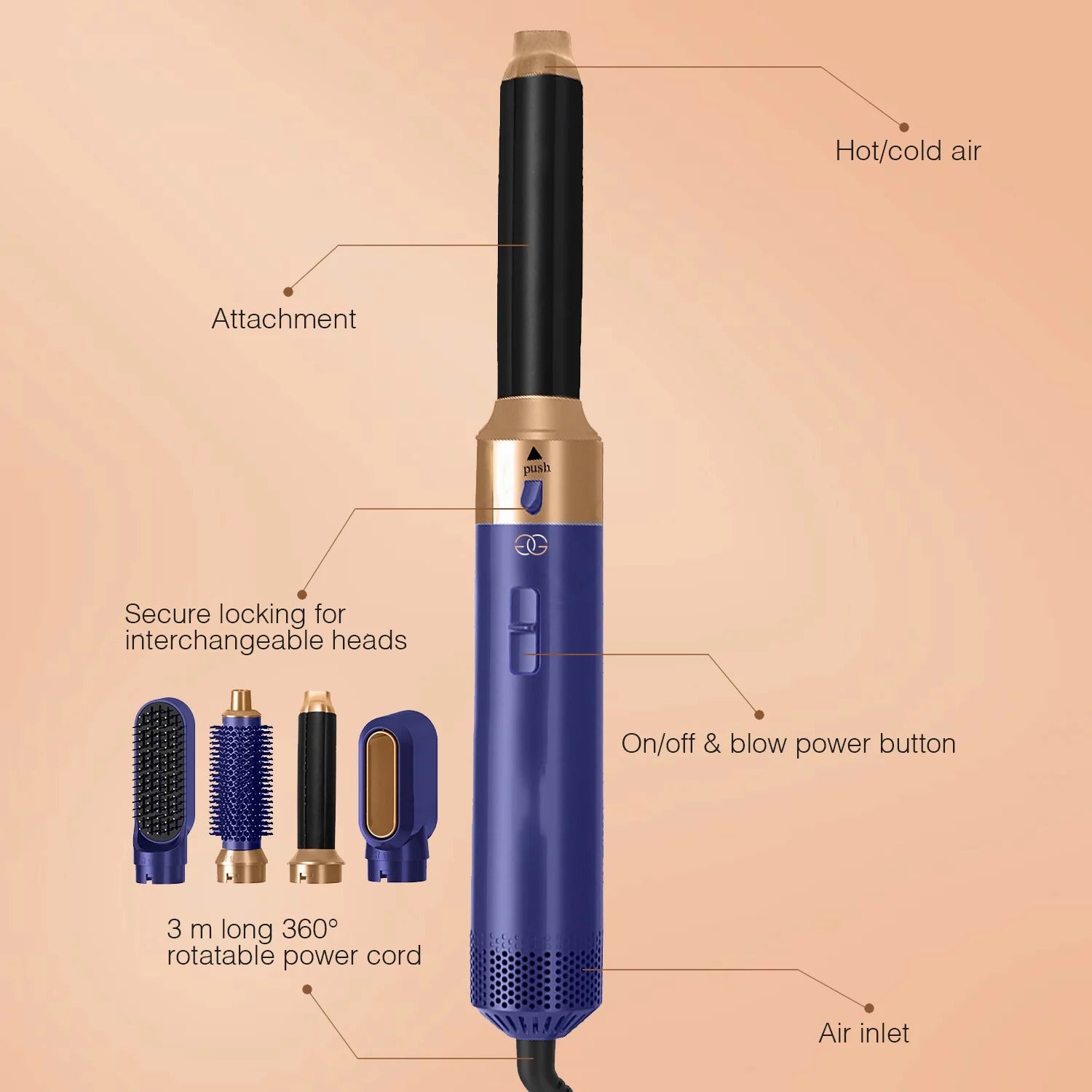Morenza Airwrap multi-styler and dryer Straight+Wavy (Blue/Gold)